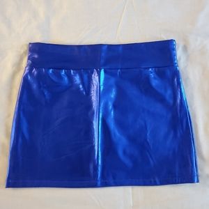 Metallic blue mini skirt